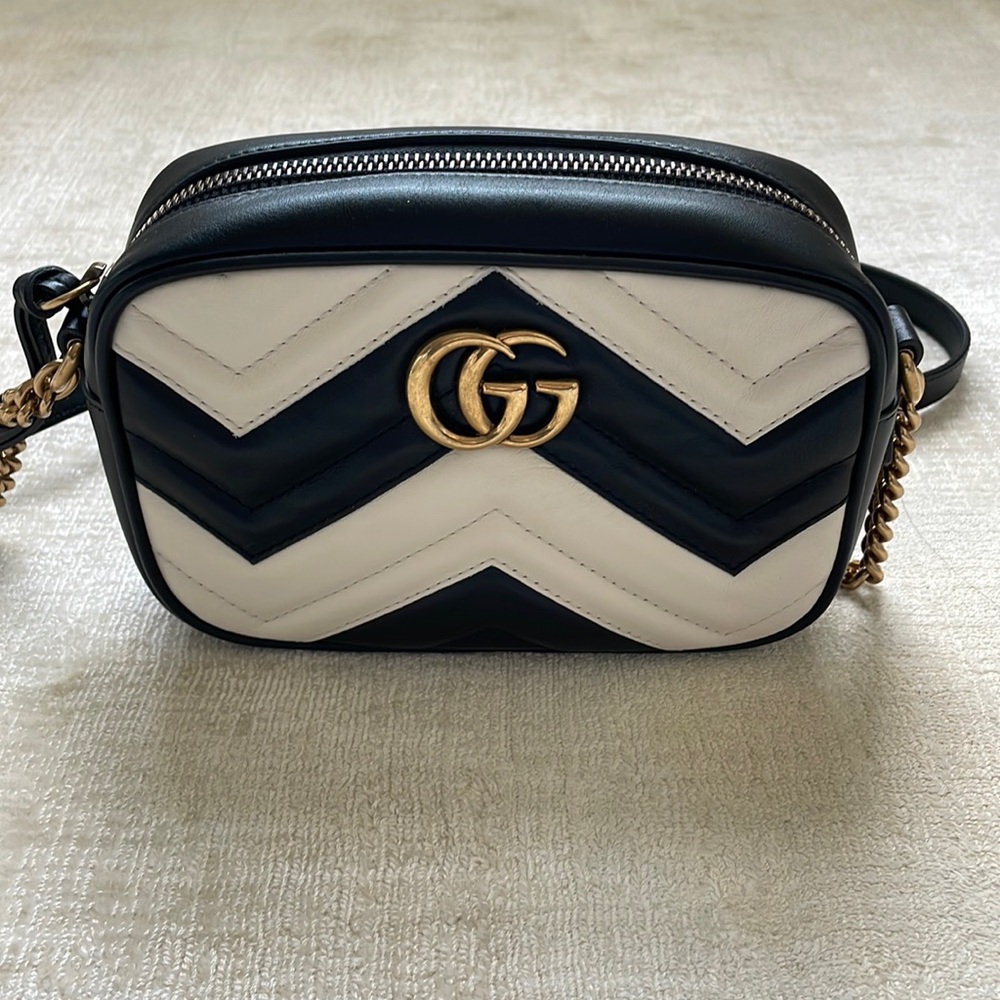 Gucci Chevron Black and White Crossbody Bag